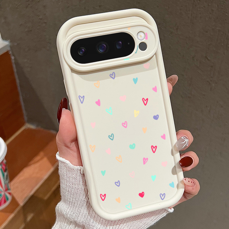 Google Pixel 9 - Colorful Little Hearts Soft Case For